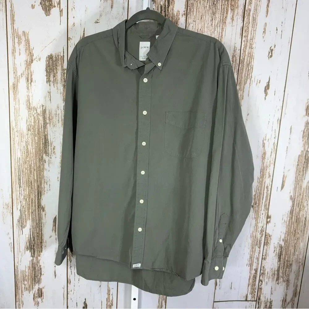 J. Crew Men's Gray Casual Button Down Shirt, 100% Cotton. Size Large.